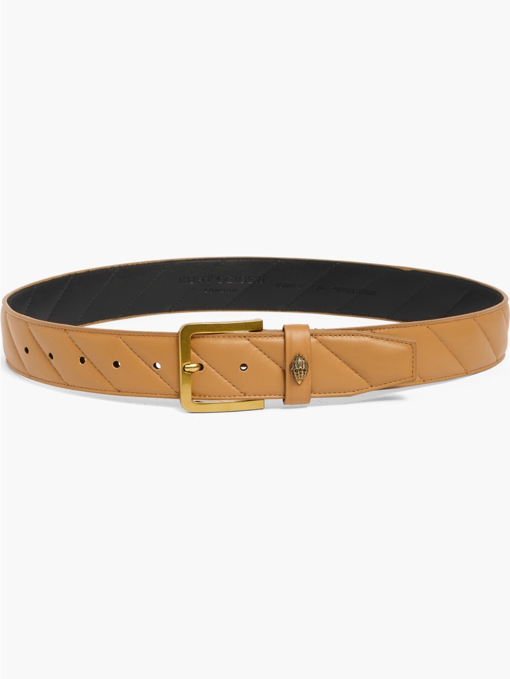 Kurt Geiger Women’s Camel Quilted Leather Belt w/Gold Eagle Buckle Sz M/L NWT